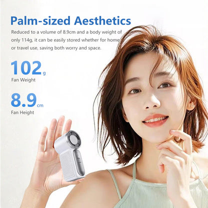 Foldable LCD Display Fan 5 Speeds, Rechargeable Lightweight Hands-Free