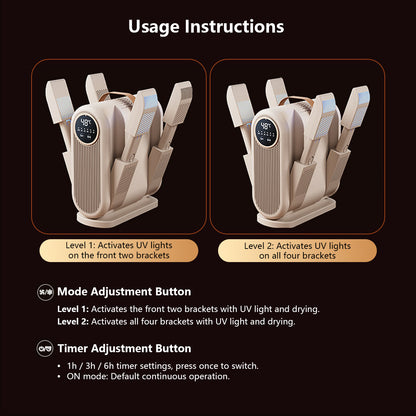 Four-Head Sunlight Shoe Dryer Timer Adjustment Temperature Control Footwear Deodorizer & Dryer