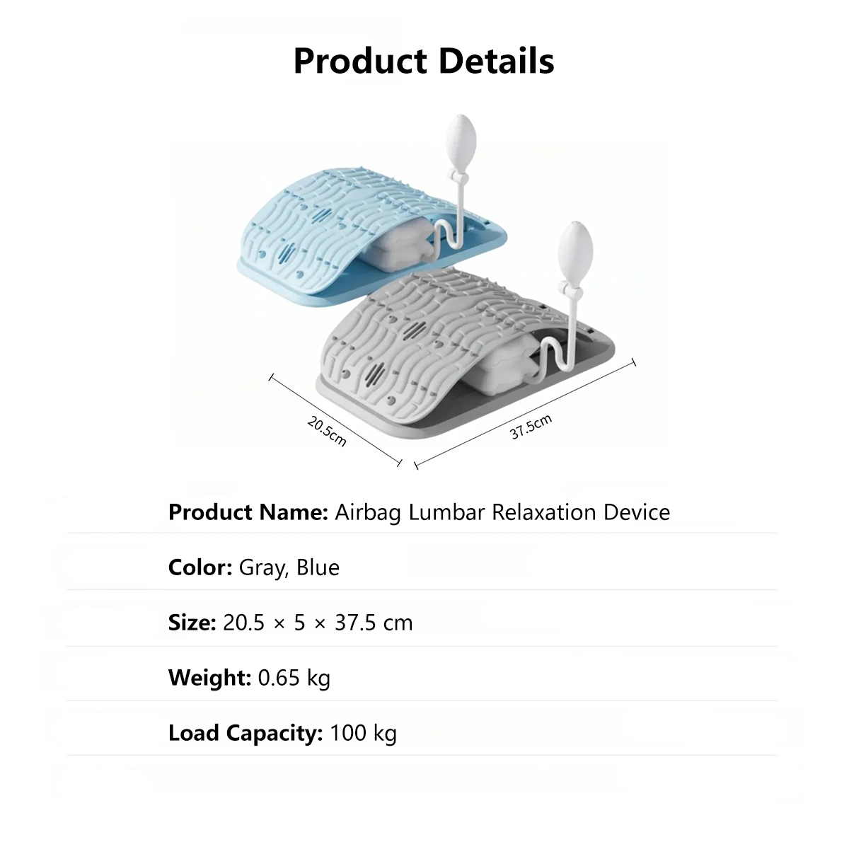 JOMO Airbag Lumbar Stretcher Dual Use Sitting and Lying Adjustable Height Air Cushion Support Ergonomic Fit