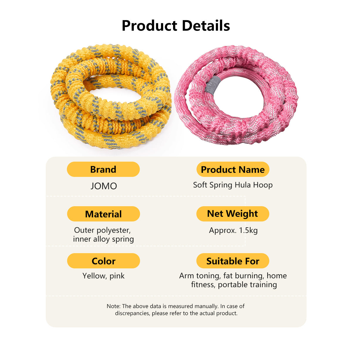 Upgraded 6th Generation Soft Spring Silent Hula Hoop Noise-Reduction Anti-Pinch Hula Hoop 1.5kg