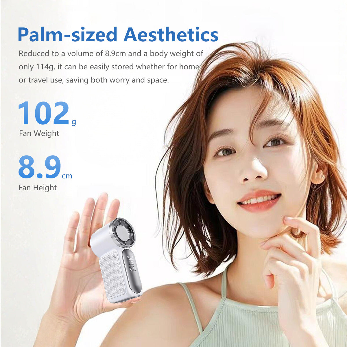 Portable Handheld Fan Strong Wind 100 Gear Wind Speed Compact Travel Fan Mini Fan USB Rechargeable Fan Digital Display