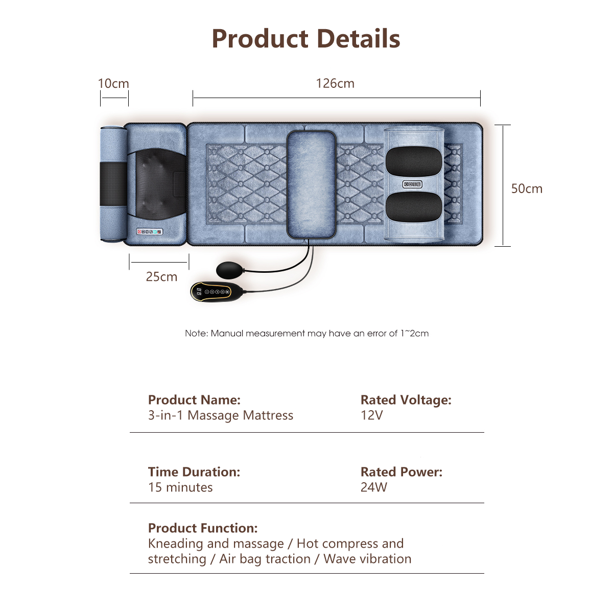 FULL BODY Multi-Functional Electric Shiatsu Back Neck Heating Massage Mattress Pad