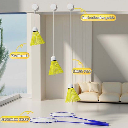 Indoor and Outdoor Badminton Trainer Rebound Nylon Shuttlecock Built-in Light Easy Installation with Adhesive Sticker