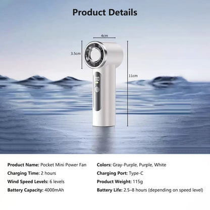 8.9cm Pocket Super Mini Fan 102g Ultra Light Portable Pocket Fan Cooling