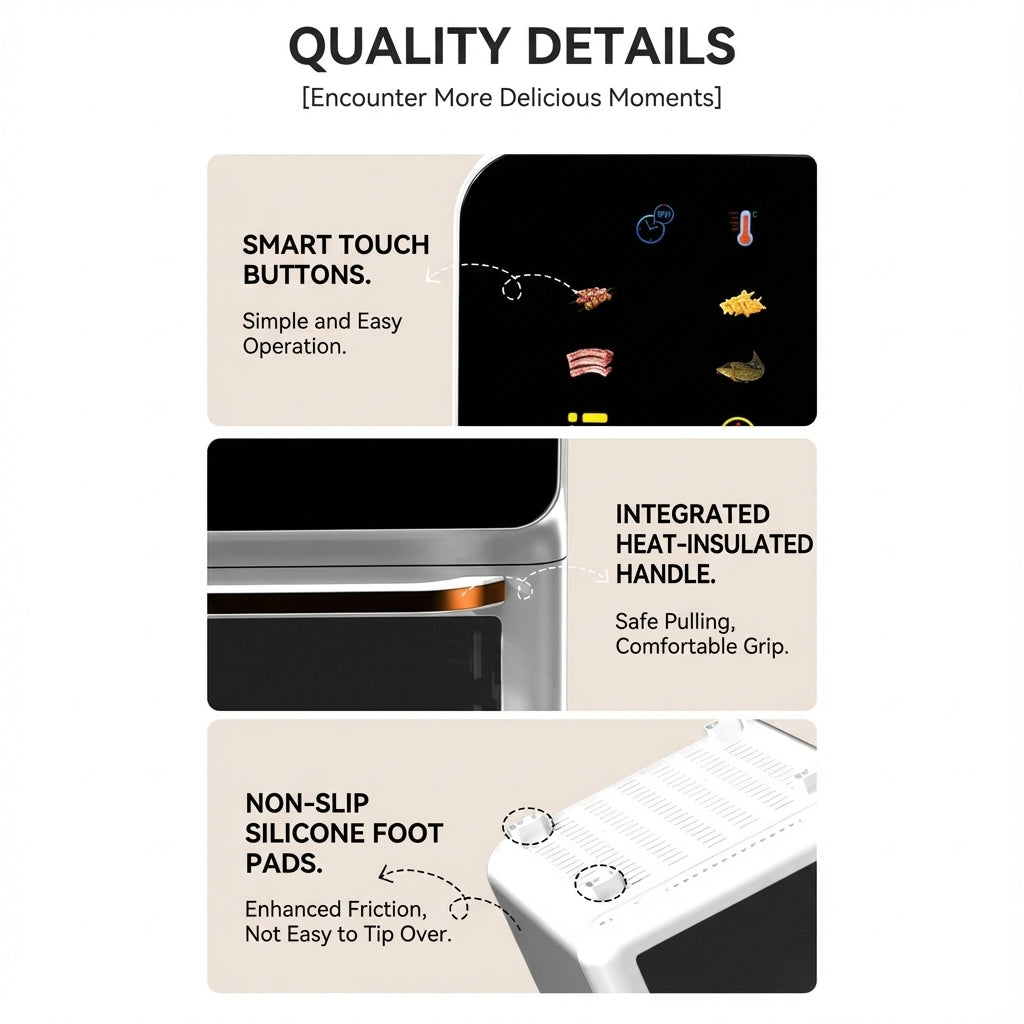 JOMO Air Fryer NTC Temperature Control Touch Control 10 Cooking Presets 1350W 4.5L Capacity