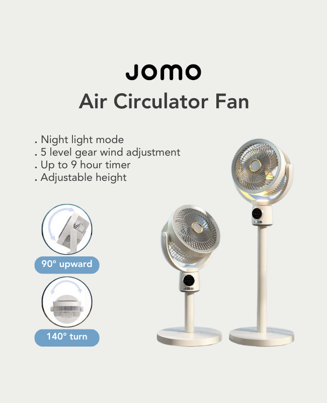 Air Circulation Fan Adjustable Height 5 Gear Wind Level 3 Level Timer Type-C Charging Build in Light