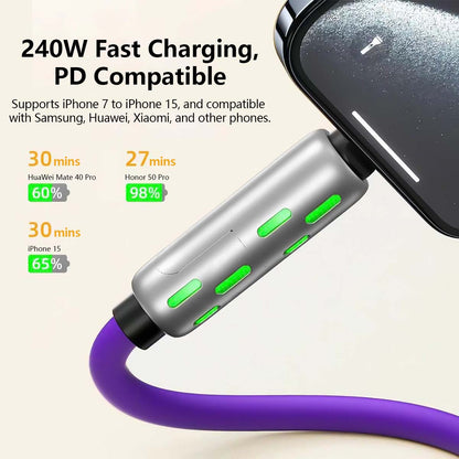 4-in-1 Colorful Breathing Light Fast Charging Cable (1m / 2m)