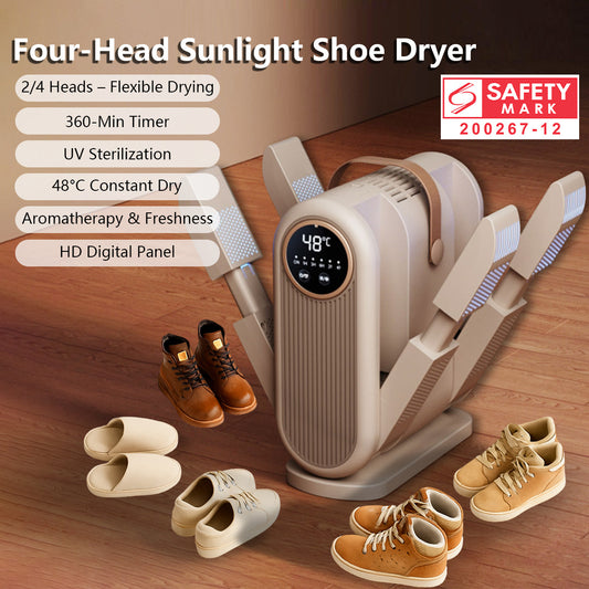 Four-Head Sunlight Shoe Dryer Timer Adjustment Temperature Control Footwear Deodorizer & Dryer