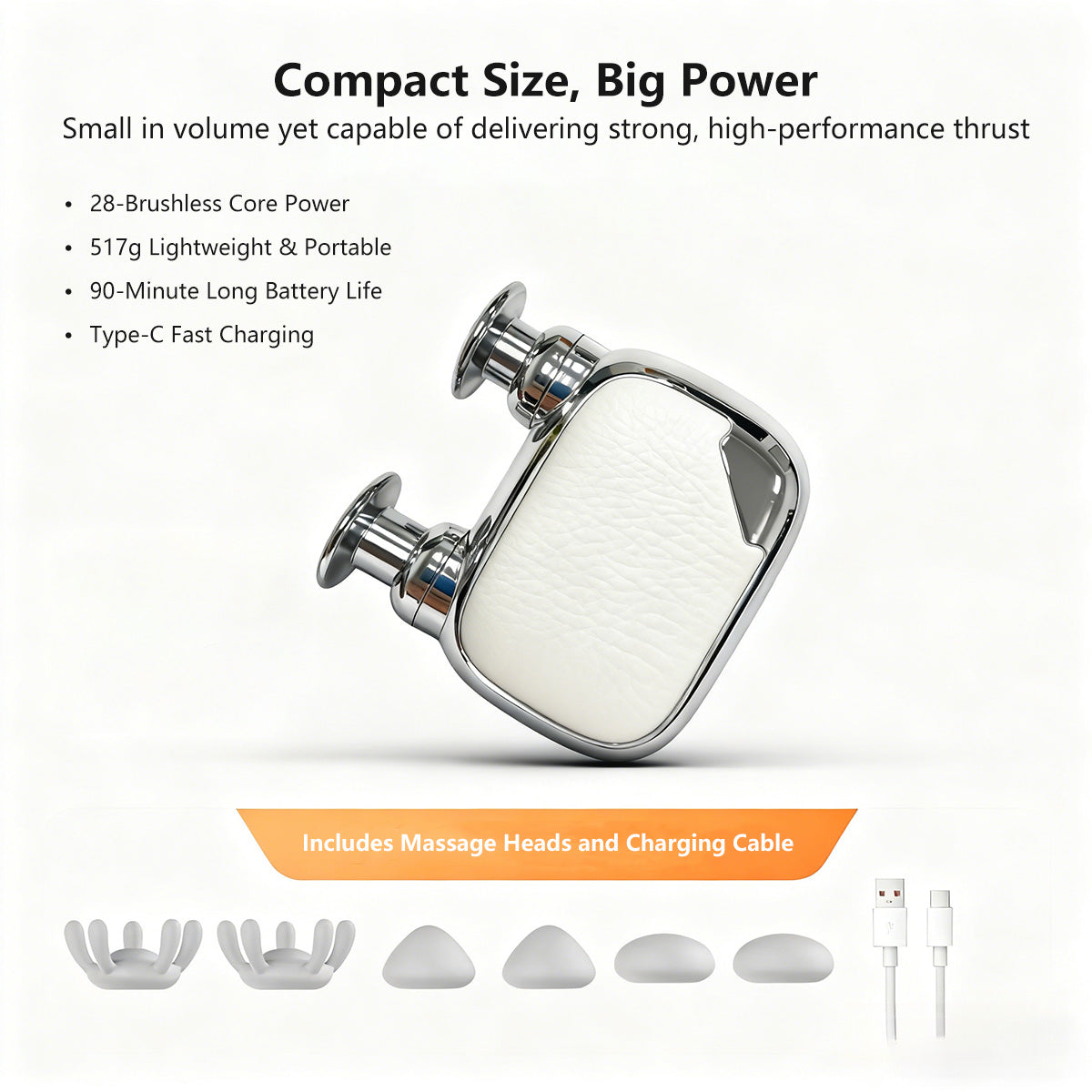 Pocket Fascia Gun Dual-Head Adjustable Speed Type-C Fast Charging Portable Mini Massager Gun