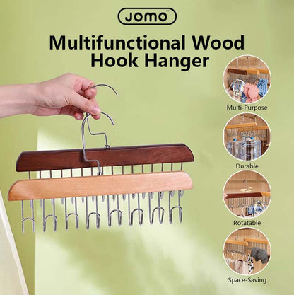 Multifunctional Hook Hanger Closet Space Saving Tidy Wood Hook Rotatable Hook