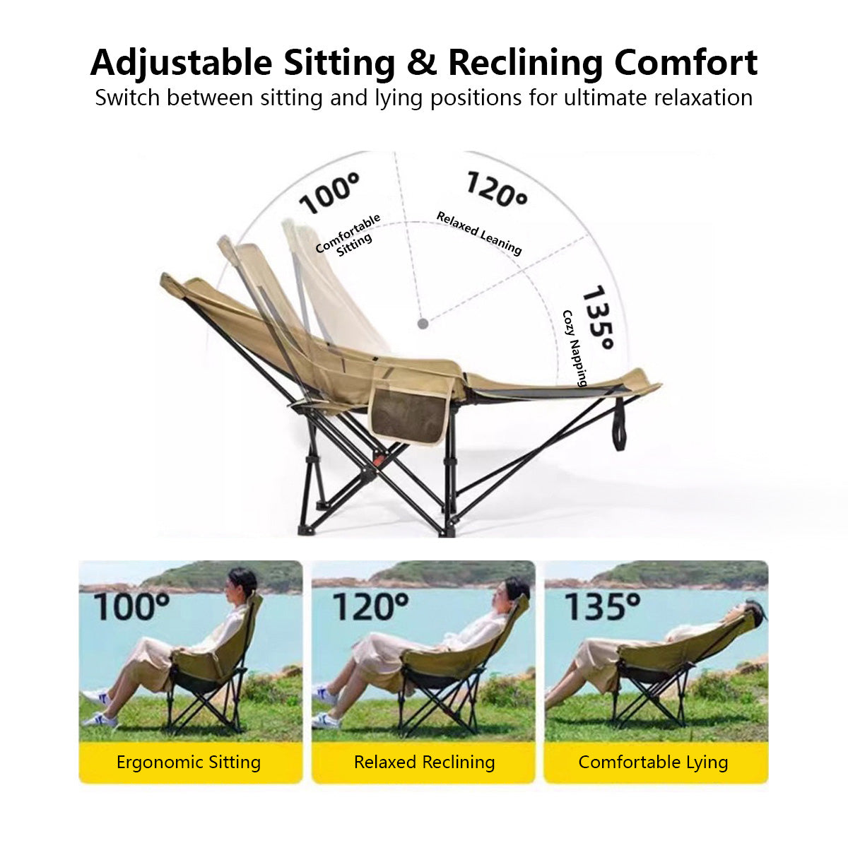 Folding Chair Bed Lounge Ease Convertible Velora Recliner Adjustable Serenity Chair Bed