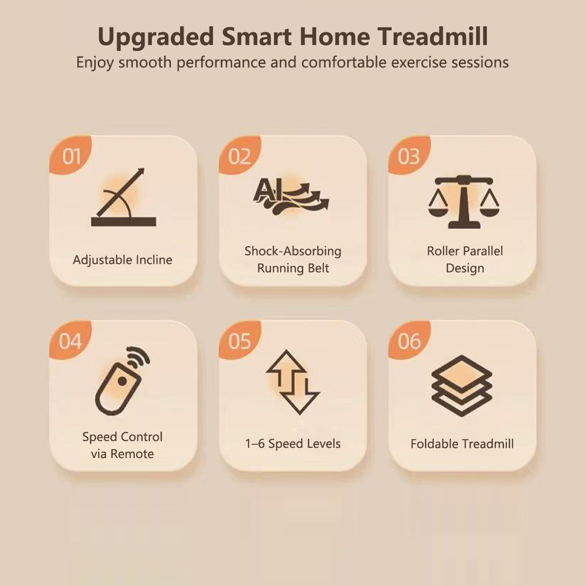 ✅2026 NEW✅ Treadmill Armrest + Slope Design Low Noise Indoor Foldable Treadmill