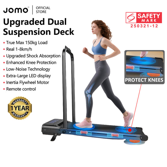 JOMO Foldable Treadmill Upgraded Dual Suspension Deck Treadmill LED Display incline Shock Absorption