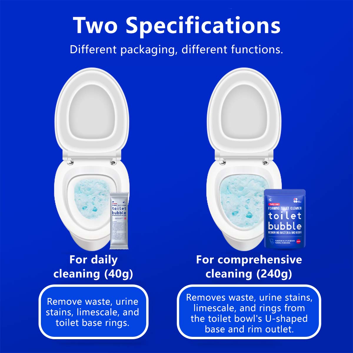 Foaming Toilet Cleaner Toilet Bubble Removing Bacteria and Odor (40gx5 packs/ 240g)