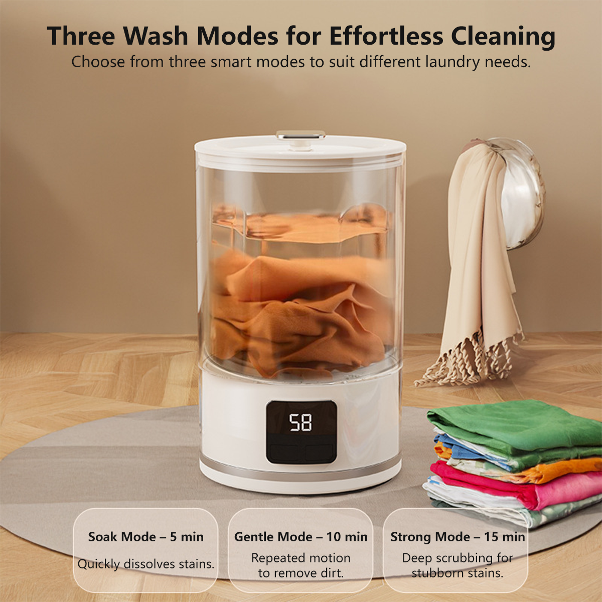Wireless Blue Light Sterilization Mini Washing Machine Portable Washer Underwear Socks Laundry Cup