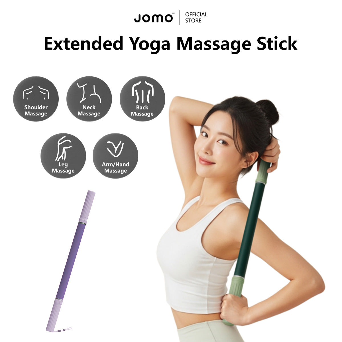 Extended Yoga Massage Stick Muscle Relaxation Promote Blood Circulation Non-Slip Handle Yoga Stick
