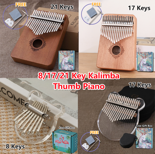 17 Keys / 21 Keys Mahogany Kalimba 卡林巴 Beginners Portable Acoustic Acrylic Finger Piano