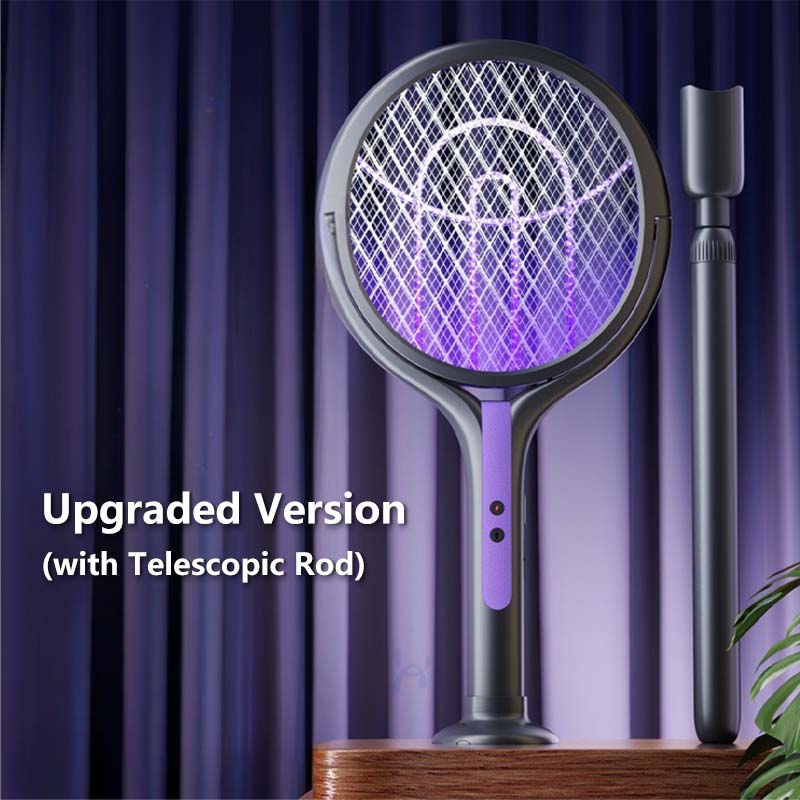 2-in-1 Extendable Mosquito Zapper – High Voltage, Silent Mode, Type-C Charging, Foldable Head, Safe for Home Use