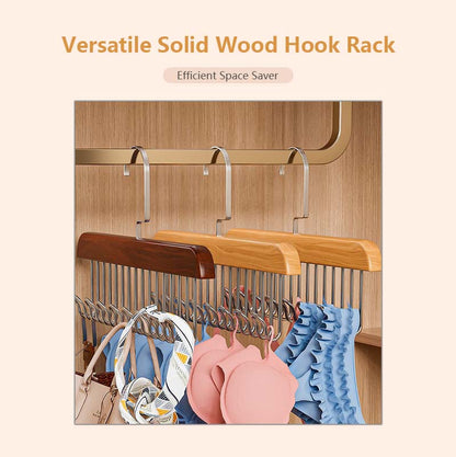 Multifunctional Hook Hanger Closet Space Saving Tidy Wood Hook Rotatable Hook