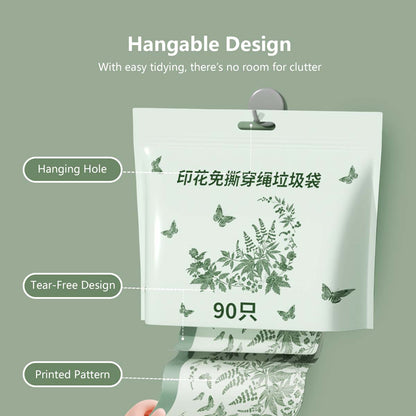 Tear-Free Drawstring Trash Bags Leak-Proof (90 Pieces / Pack)