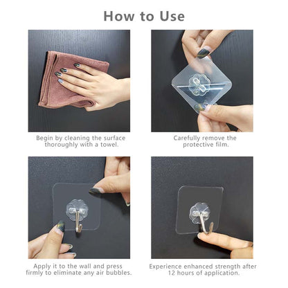 Transparent Wall Hook Adhesive PVC Wall-mounted Hook Hanger