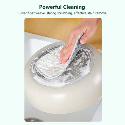 Silver Thread Dish Cloth Double-Sided Strong Stain Removal (10 pieces per pack)