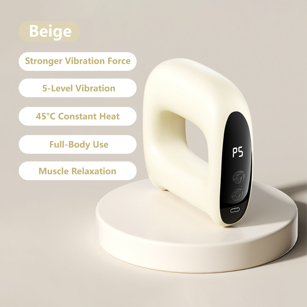 JOMO 2-in-1 Fascia Massage Ring Abdominal Toning Muscle Relax 5 Levels Vibration Rechargeable