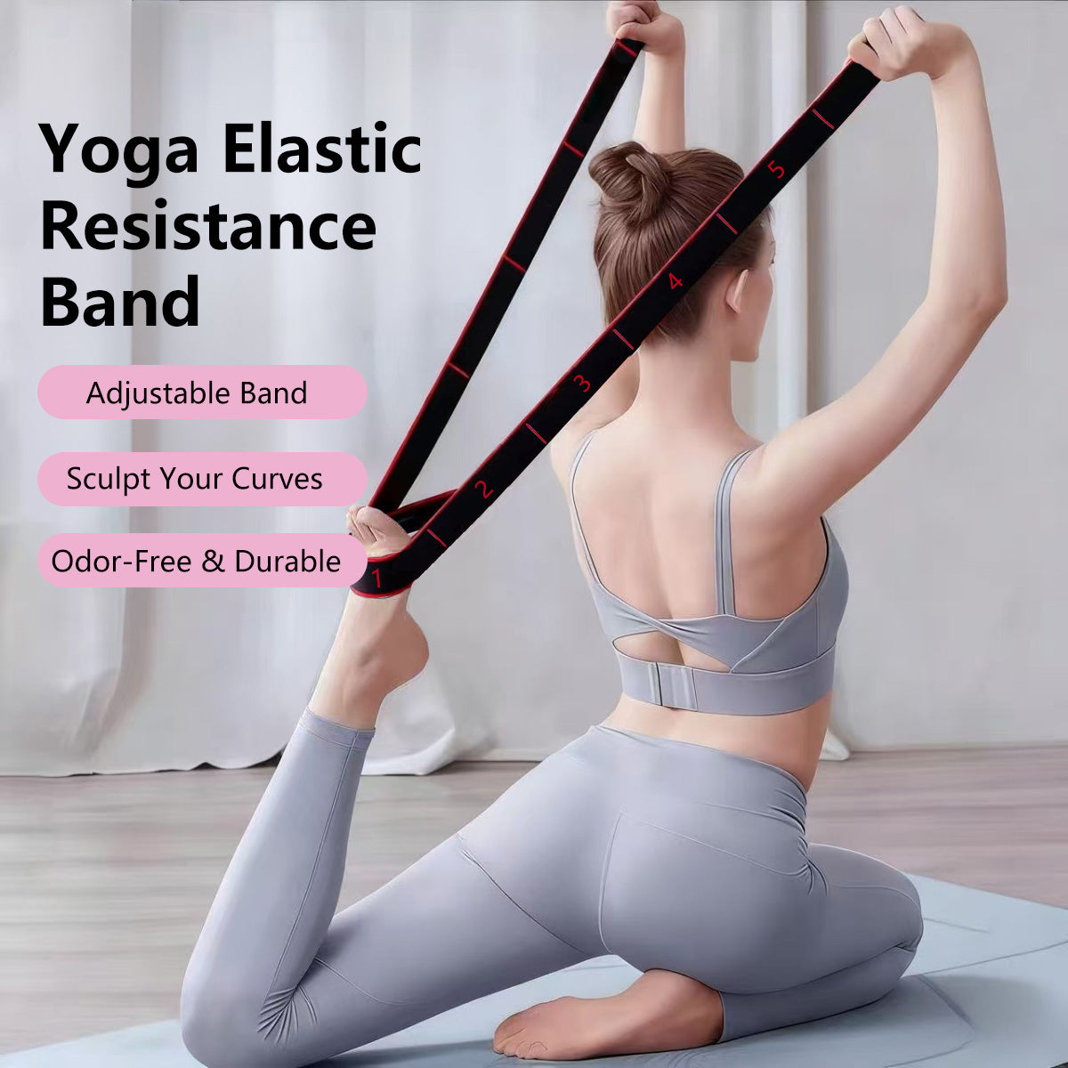JOMO Yoga Elastic Resistance Band Full Body Workout for Glutes, Legs, Arms, Back, Yoga