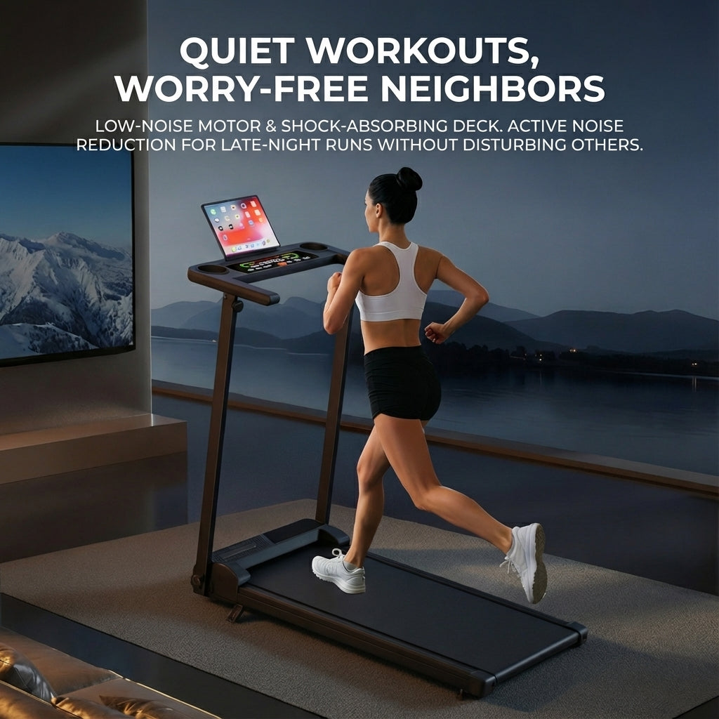 JOMO Ultra Quiet Foldable Treadmill Low Noise Motor 150kg Max Load Incline iPad Holder Shock Absorption