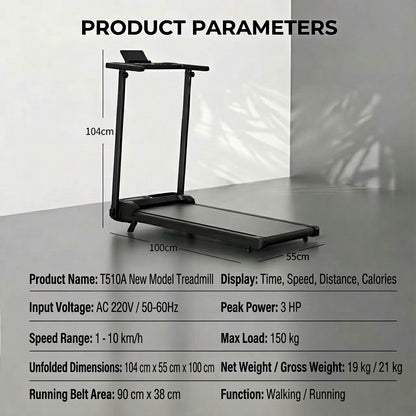 JOMO Ultra Quiet Foldable Treadmill 150kg Max Load Incline Shock Absorption