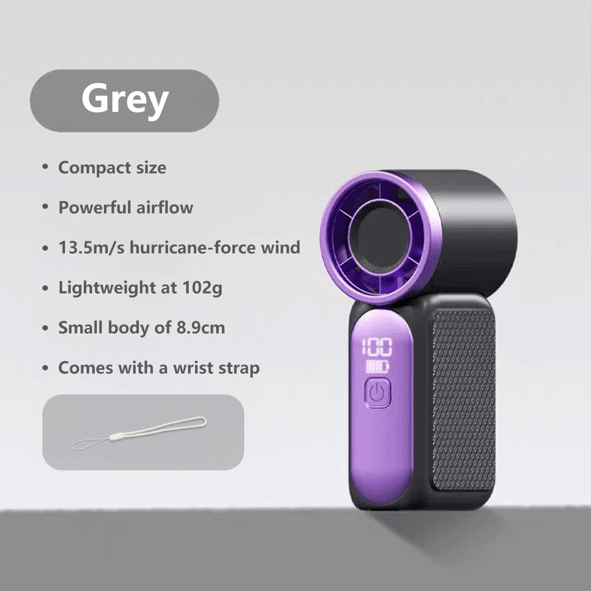 Foldable LCD Display Fan – 5 Speeds, Rechargeable, Lightweight, Hands-Free, Quiet Personal Fan with Type-C Charging