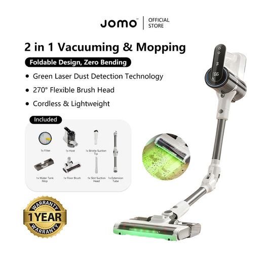JOMO 2 in 1 Vacuuming & Mopping Vacuum 20000pa Suction Power 270° Swivel Smart LED Lasting Battery