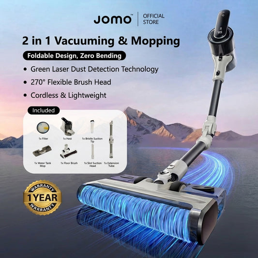 JOMO 2 in 1 Vacuuming & Mopping Vacuum 20000pa Suction Power 270° Swivel Smart LED Lasting Battery