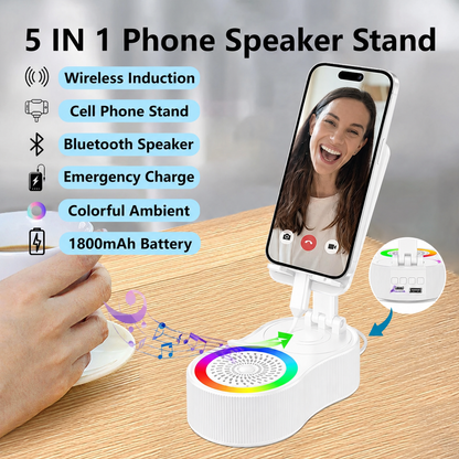 5-in-1 Bluetooth Speaker Stand 2000mAh Battery RGB Light 360° Rotate