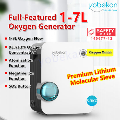 Yobekan 1-7L Oxygen Concentrator Oxygen Generator Machine Household Portable Atomizer
