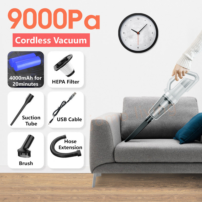 12000pa 120W White Cordless Vacuum Cleaner Powerful Suction Mini Light Portable Vacuum Bag