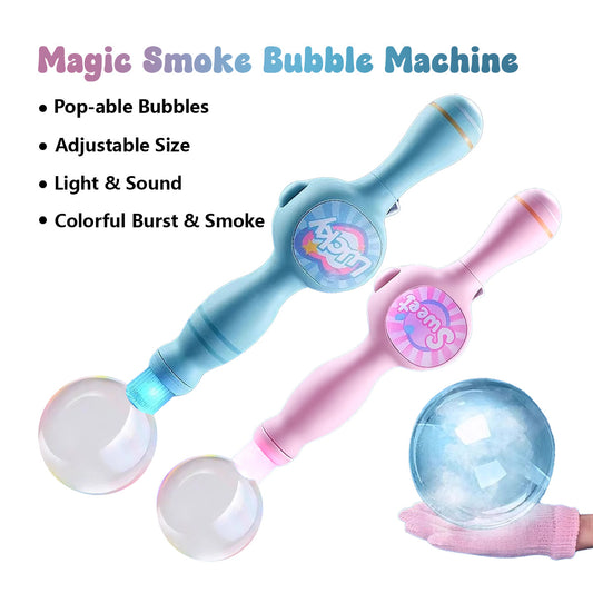 Magic Smoke Bubble Machine with LED Lights & Music - Automatic Bubble Blower Toy for Kids