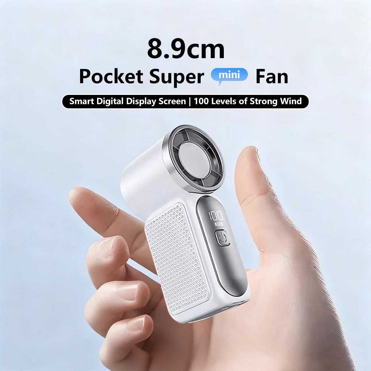 Foldable LCD Display Fan – 5 Speeds, Rechargeable, Lightweight, Hands-Free, Quiet Personal Fan with Type-C Charging