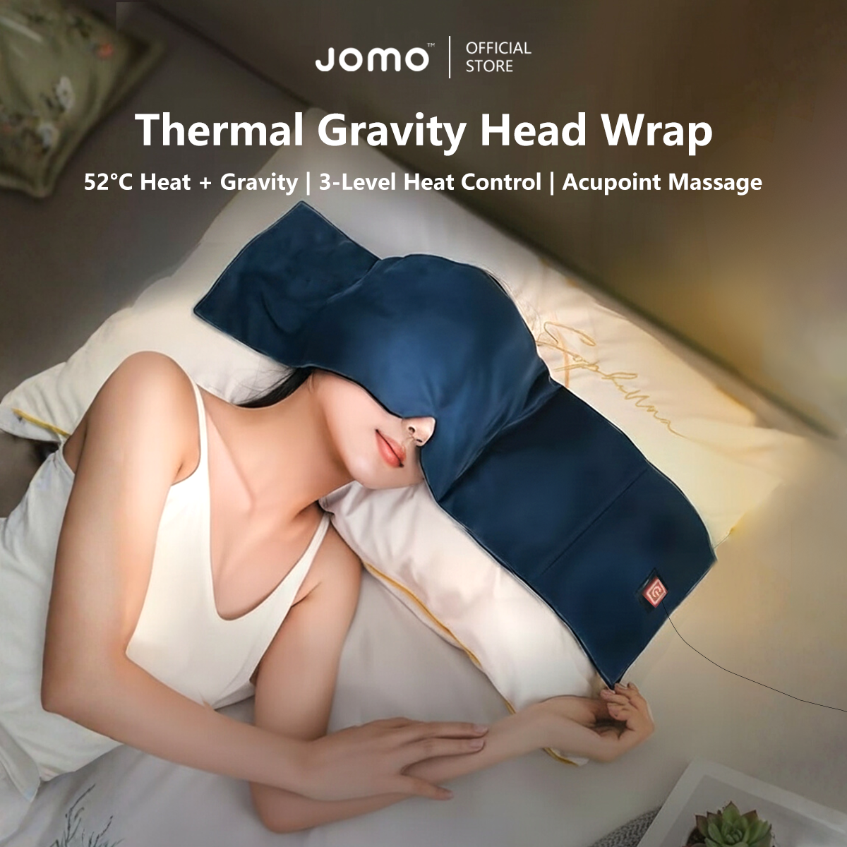Thermal Gravity Head Wrap Weighted Steam Eye Mask USB 5V Heated Ultra-Soft Grey