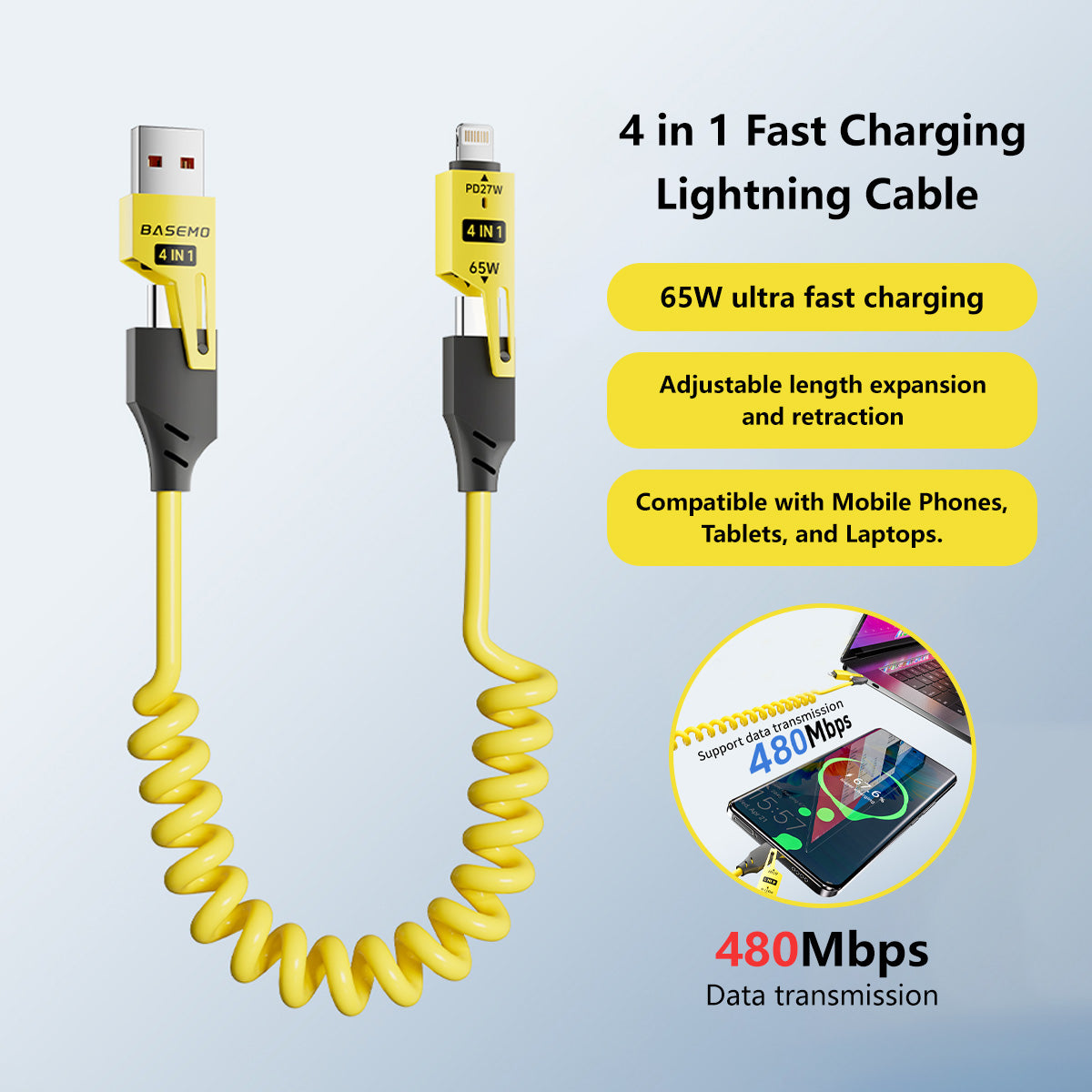 4-in-1 65W Ultra-Fast Charging Lightning Cable