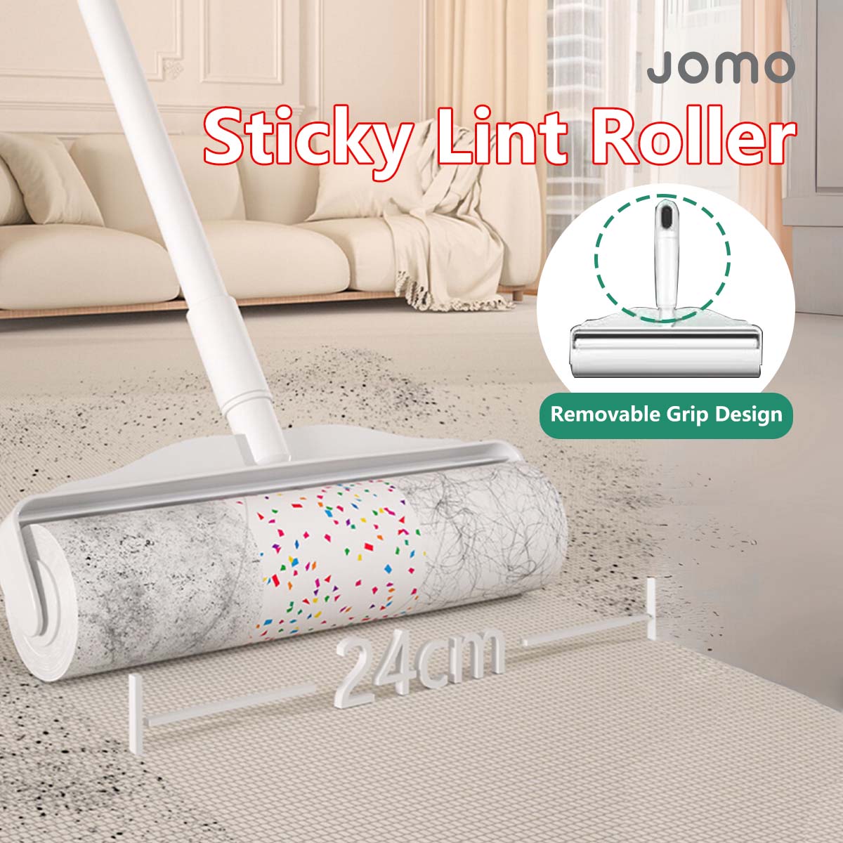 Sticky Lint Roller 24cm Wide Roller Powerful Adhesive Fiber-Friendly Design Budget-Friendly