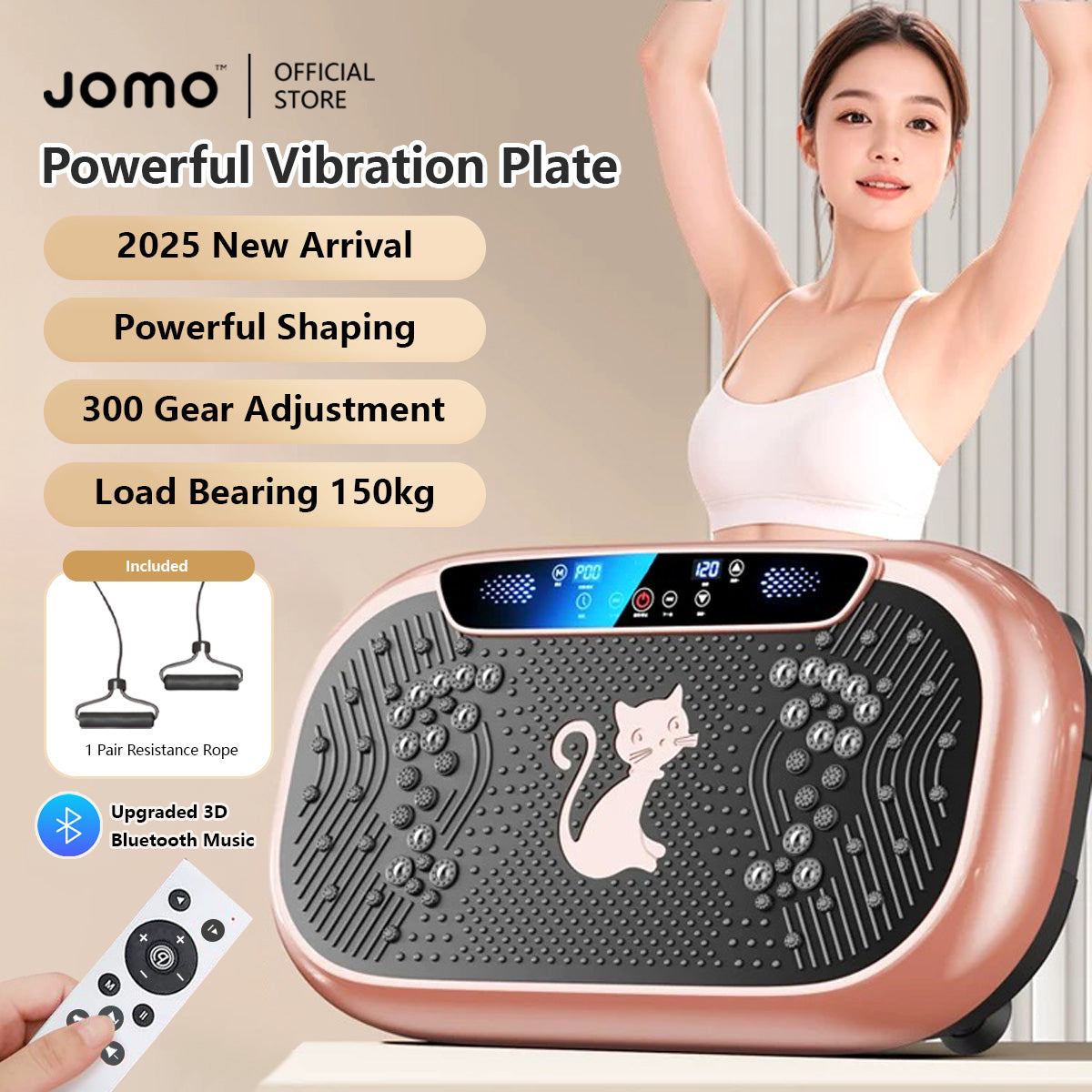 JOMO Vibration Platform Machine 300 Adjustable Levels 9 Workout Modes Bluetooth Music & Magnetic Massage for Home Fitnes