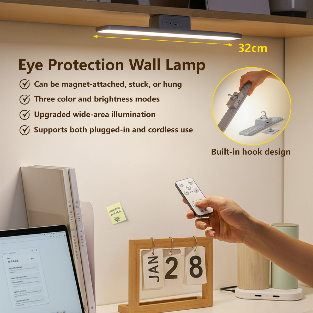 Eye Protection Wall Lamp Detachable Design USB Charging Portable Touch/ Remote Control Lamp