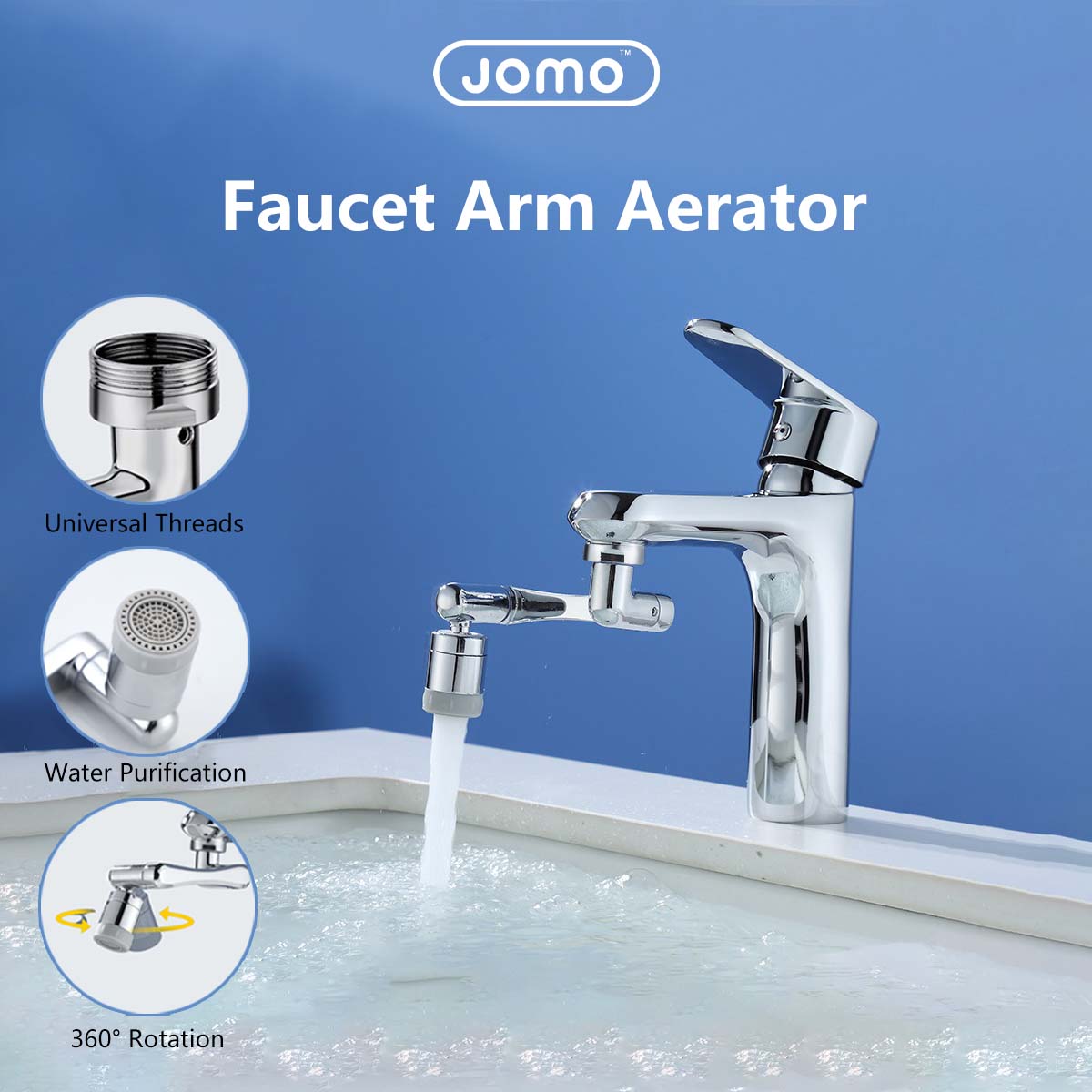 Faucet Arm Aerator Rotatable Triple Rotation Water Purification Filter Universal Threads Copper