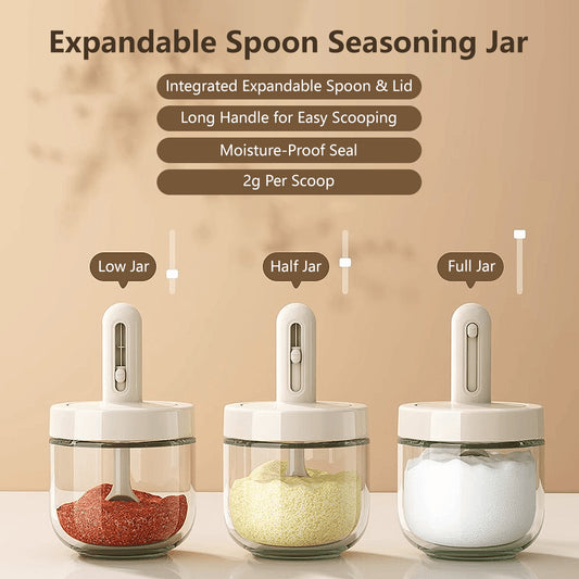 【Buy 1 Get 1 FREE at $9.90!】Expandable Spoon with Lid Seasoning Jar Moisture-Proof Spice Container