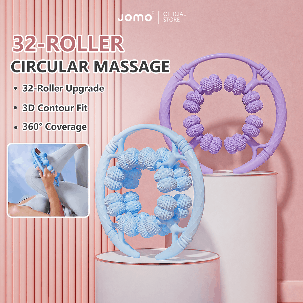 JOMO 32-Roller Circular Massager 360° Full Coverage Wheel Ring Massager
