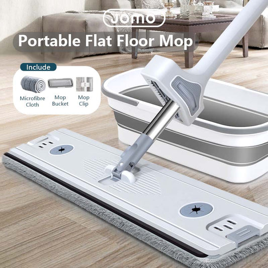 Portable Flat Floor Mop Wet and Dry Mop For Home Cleaning Powerful Absorption Microfibre Cloth