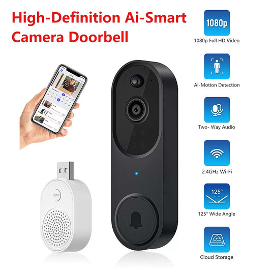 High-Definition Ai-Smart Camera Doorbell Wireless Video Doorbell with Camera & Motion Detection