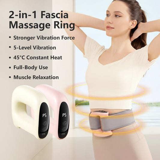 JOMO 2-in-1 Fascia Massage Ring Abdominal Toning Muscle Relax 5 Levels Vibration Rechargeable