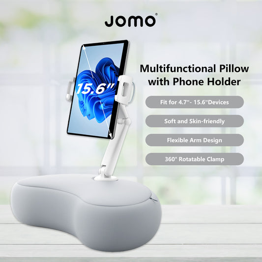 Multifunctional Pillow with Phone Holder Tablet Holder Flexible Arm Design 360° Rotatable Clamp